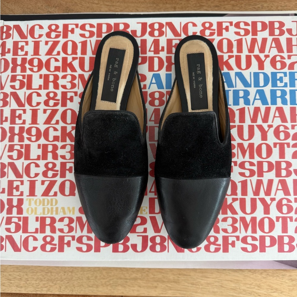 rag & bone Black Suede and Leather Sabin Loafers